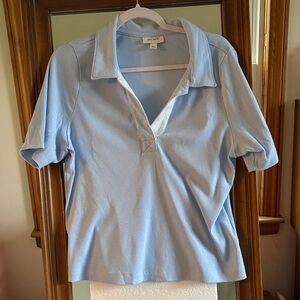 On-34 Th Pale Blue Short-Sleeve Polo Top XL VG